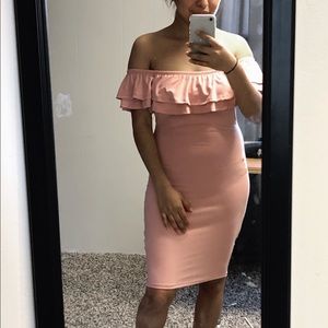 Pink off the shoulder dress. New with tag!